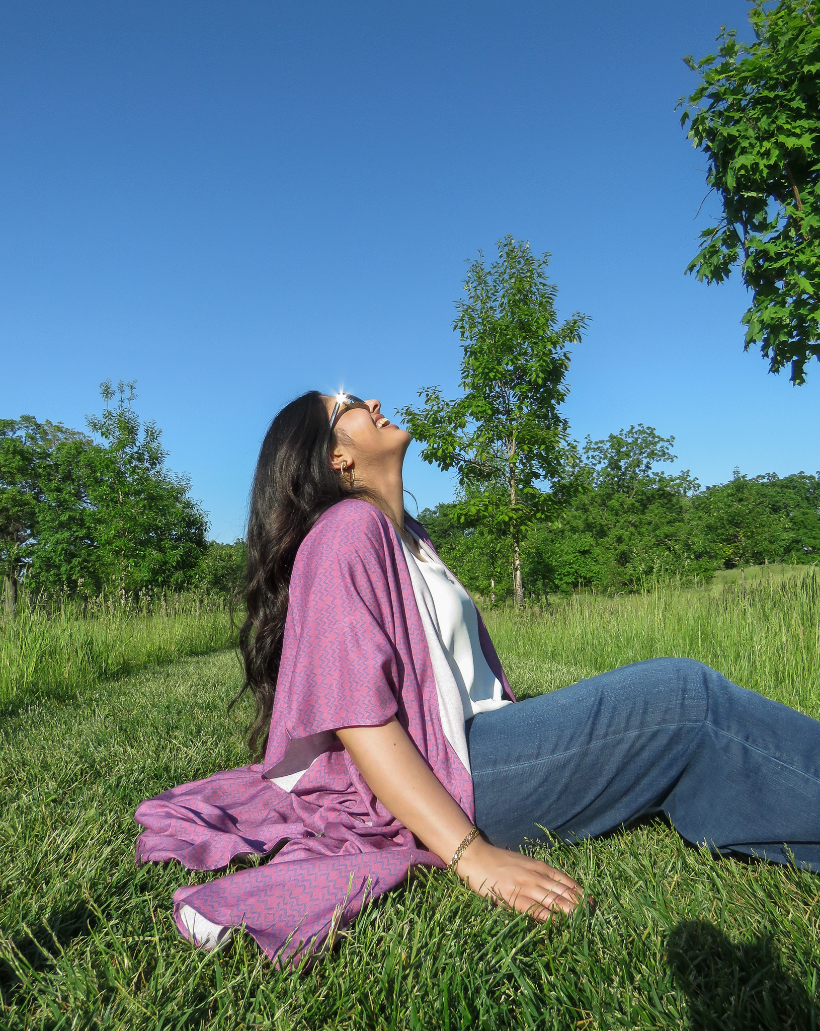 Pink kimono in grass