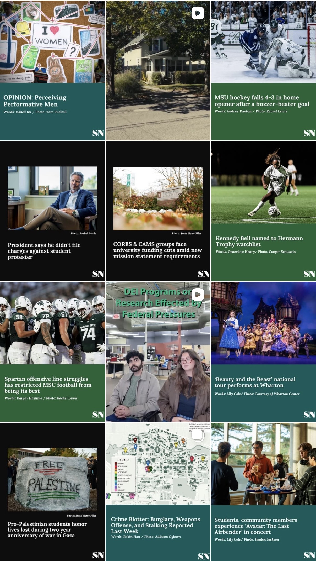 The State News Instagram feed during redesign